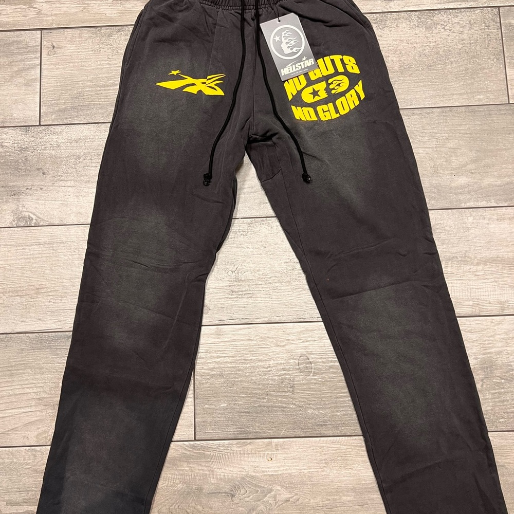 Hellstar Black Joggers with Yellow Print